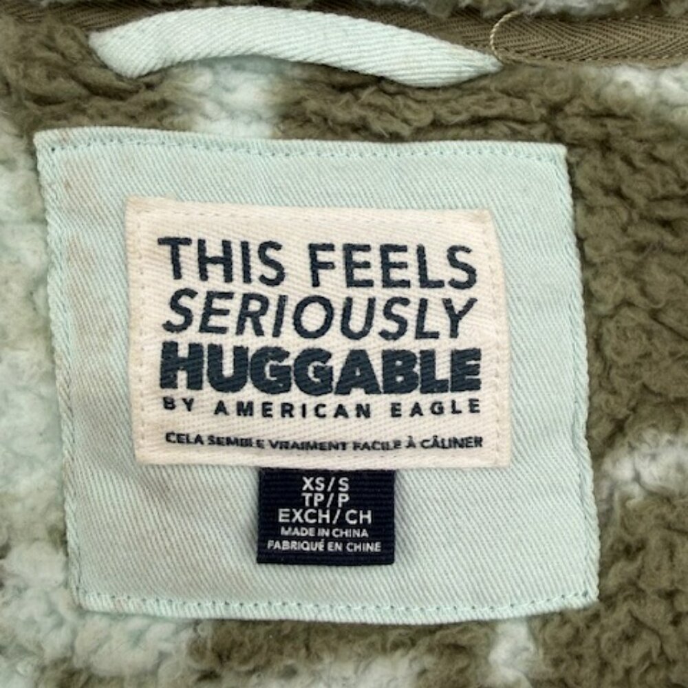 American Eagle Seriously Huggable Oversized Sherpa Jacket XS/S‎ Cozy Teddy Zip - Picture 4 of 8